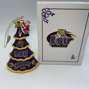DANBURY MINT 2009 LSU TIGERS CERAMIC TRAIN FOOTBALL ORNAMENT W/ Tag - Picture 1 of 7