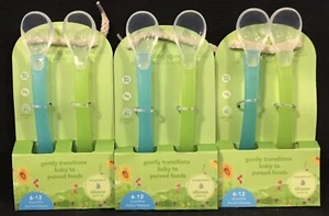(3) Green Sprouts Feeding Spoons 2 Pack, Silicone Tip, Aqua & Green, 6-12 Months - Picture 1 of 1