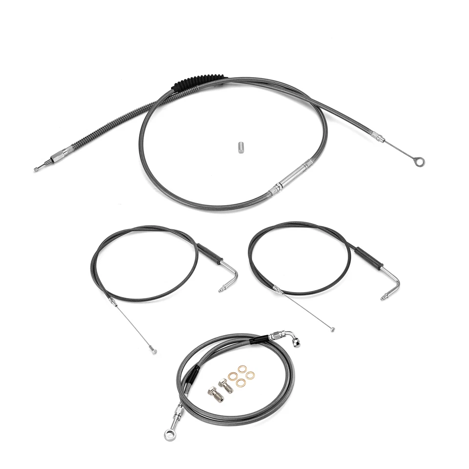 16"-18" Handlebar Brake Line Clutch Throttle Cable For Harley FLST FLSTC Non-ABS - Image 1 of 4