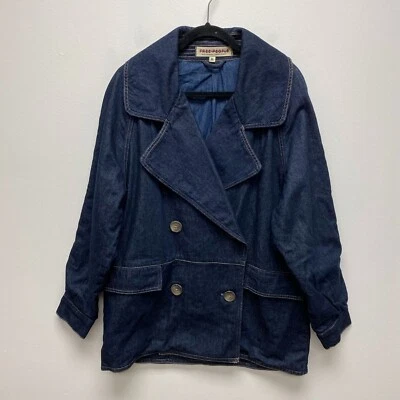 Free People Women Blue Denim Rinse Wash Double Breasted Relaxed Car Chore Coat M - Image 1 of 4