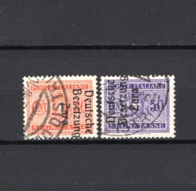 OCCUPAZIONE TEDESCA ZARA 1943 - SEGNATASSE VALORE 30c. ARANCIO + 50c. VIOLETTO - Immagine 1 di 2