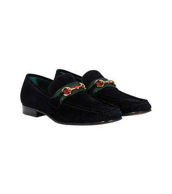 Authentic Men's Gucci Black Supersoft Suede Horsebit Loafers 757771 New $950 - Image 1 of 4