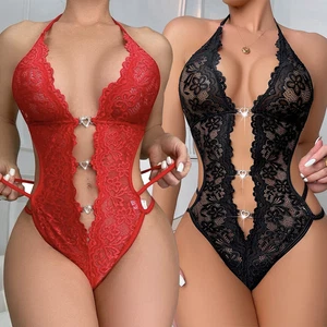 Sleepwear Lace Underwear Sexy Lingerie Bodysuit Corset Nightwear Babydoll Erotic - Picture 1 of 16