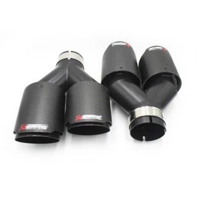 2Pcs Real Carbon Fiber Car Dual Exhaust Tip End Pipes ID:2.5" OD:3.5" Left+Right - Image 1 of 4
