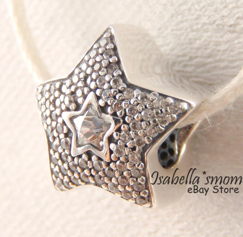 Desideri Stella Autentico Pandora Argento/Zirconi Pietre Ciondolo/Perlina New - Immagine 1 di 3