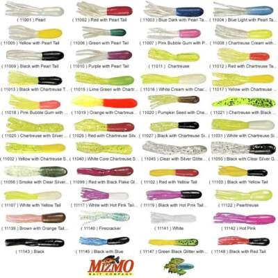 Mizmo Tubes Crappie Panfish ESPECIFICAÇÕES 1,5 polegadas escolha qualquer 44 cores pacote com 15 unidades - Imagem 1 de 4