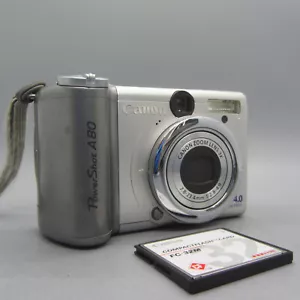 Canon PowerShot A80 4.0MP Flip Screen Digital Camera Silver Tested *Read* - Picture 1 of 10