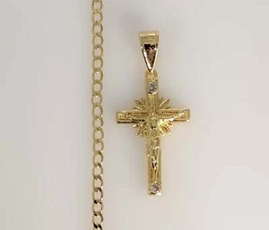 Collar Cadena Mini Delicada Cruz 3mm Chapado en Oro Jesús Crucifijo Oro Cruz Cadena - Imagen 1 de 6