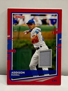 2020 Panini Donruss Donruss Materials Red 58/99 Addison Russell #DM-RU Excellent