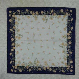 RALPH LAUREN Jacquard Blue Cotton Scarf Scarves Pocket Square 20" X 19.5" N761 - Picture 1 of 9