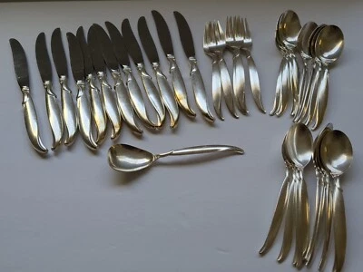 1847 Rogers Bros FLAIR Silverplate (35 Pieces) Knives, Forks, Spoons     (B5) - Image 1 of 4