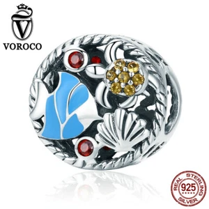 Voroco Undersea World S925 Sterling Silver Charm Colorful CZ Bead For Bracelets - Picture 1 of 12