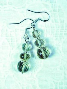 CYNTHIA LYNN "DEW DROPS" STERLING SILVER MULTI-FACETED GREEN AMETHYST EARRINGS - Picture 1 of 1