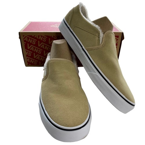 Vans Asher scamosciato sherpa foderato Desert Taupe donna 10 slip on NUOVO con scatola