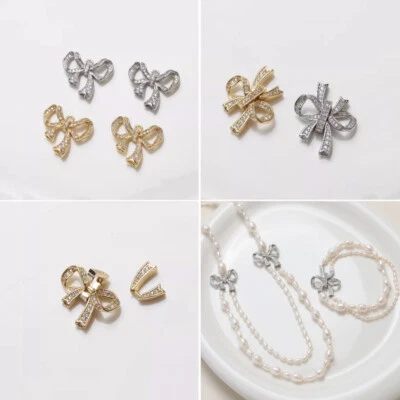 2pcs Bowknot Toggle Clasp,Gold/Silver Bow Jewelry Clasp,Bowtie Necklace Clasp - Image 1 of 4