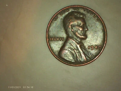 1949 Lincoln Wheat Penny, Dark color, Error in Y Overstruck #P10F3 - Image 1 of 4