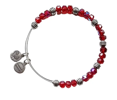 Brazalete Brazalete Alex & Ani Tono Plata Cuentas Rojo Transparente Usado - Joyería Foto 1 de 4