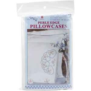 Jack Dempsey Stamped Pillowcases W/White Perle Edge 2/Pkg-Starburst Of Hearts - Picture 1 of 1