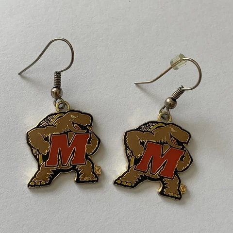 University of Maryland Dangle Terrapins Mascot Logo Earrings Cover