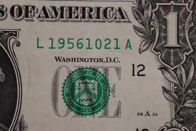 ONE DOLLAR FANCY BIRTHDAY / ANNIVERSARY NOTE  OCT 21, 1956  SN L 19561021 A - Image 1 of 3