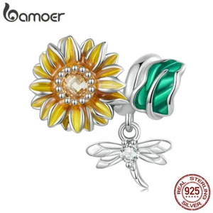 Bamoer 925 Sterling Silver Sunflower Charm Bracelet Beads Flower Women Gift - Picture 1 of 17