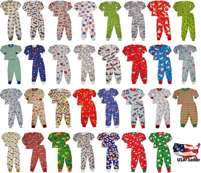 Sara's Prints Boys Girls Unisex Kids Long Sleeve 2 Piece Pajama Set CLOSEOUT