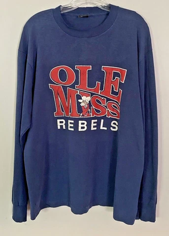Ole Miss Vintage Colonel Reb Blue T-Shirt  Size Large Cover