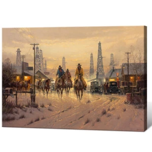 Print Art Painting G. Harvey Cowboys Don't Change Home Wall Decor Canvas 20x30 - Picture 1 of 7
