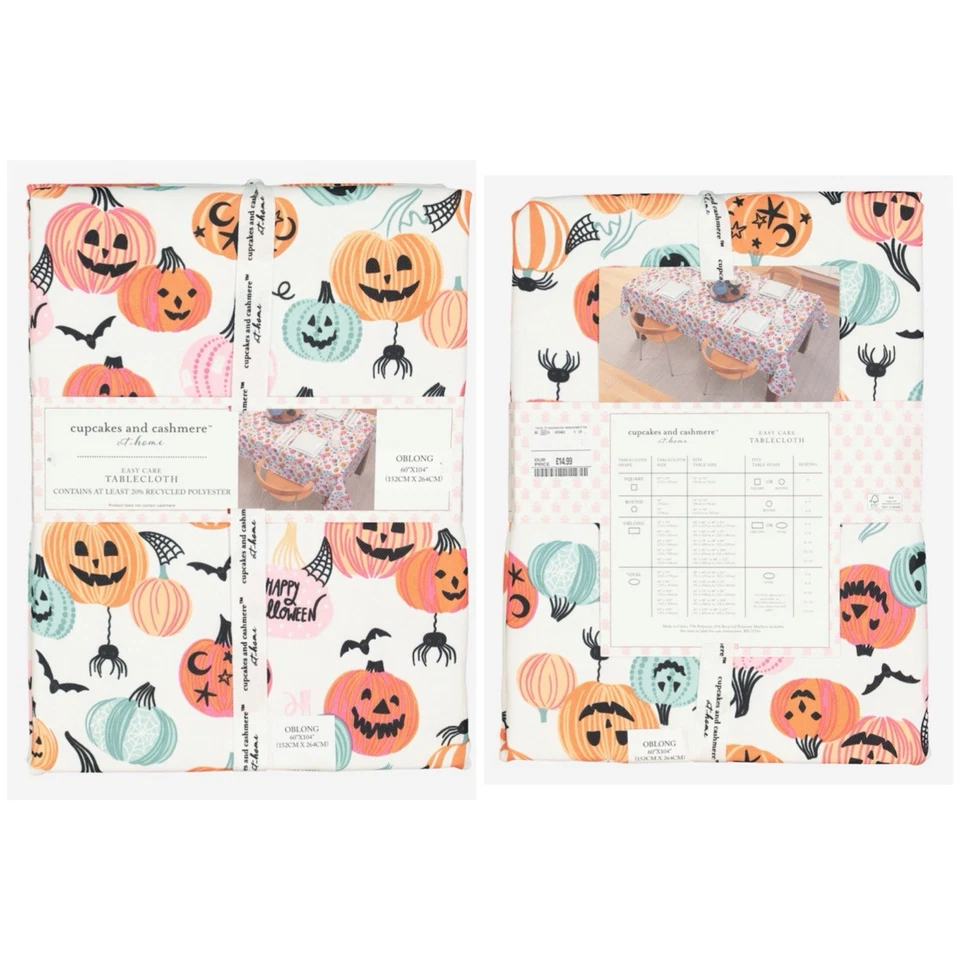 CUPCAKES & CASHMERE Multicolour Pumpkin Halloween Party Tablecloth 152x213cm New - Image 1 of 4
