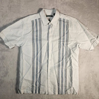 Cubavera Shirt Mens Medium Blue Miami Guayabera Latin Cuba Linen Blend Sopranos - Image 1 of 4