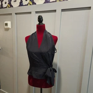 Doncaster 100 % Seide Wickel Neckholder Top schwarz Bindeband Taille ärmellos Größe 4 elegant - Bild 1 von 7