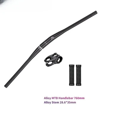 Mountain Bike Handlebar 760mm with Stem 50mm 6 Degrees MTB Riser Flat Handlebar - Image 1 of 4