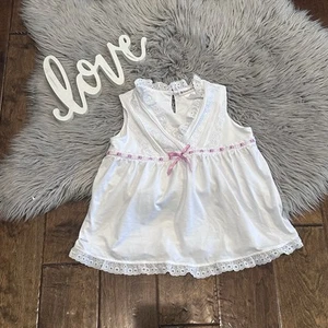 AMERICAN GIRL Ribbon & Lace Pajamas Girls Medium Rebecca Rubin White Pink Size S - Picture 1 of 5