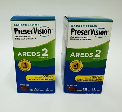 Paquete de 2 vitaminas y minerales para ojos Bausch Lomb 90ct PreserVision Areds *CAD 12/2025* Foto 1 de 2