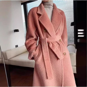 Luxury Cashmere Coat Women Medium Long 100% Suli Alpaca Wool, Winter Woolen Coat - Picture 1 of 35