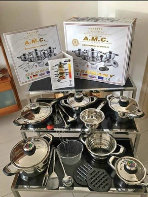 BATTERIA PENTOLE PADELLE TEGAMI AMC INDUZIONE ANTIADERENTE ACCIAIO INOX 23 PEZZI - Immagine 1 di 3
