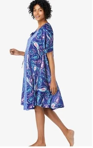 Only Necessities Lounger Women's 1X Mumu House Chore Dress Paisley Muumuu Kaftan - Picture 1 of 10