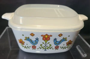 vintage CORNING WARE 2-3/4c Country Festival Bluebird 1975 P43B with lid - Picture 1 of 17