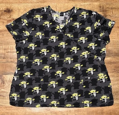 Disney Pixar Toy Story Alien-Woman Scrub Top-Size XXL Black/Green-Pockets-(6) - Image 1 of 4