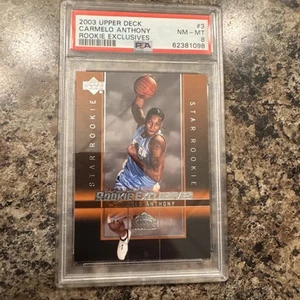 2003-04 Upper Deck Rookie Exclusives ๐ Carmelo Anthony RC #3 PSA 8 NM-MT - Picture 1 of 2