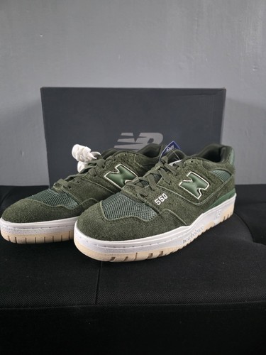 sneakers new balance 550 scamosciate e mesh UK8 verde RRP&150 NUOVE