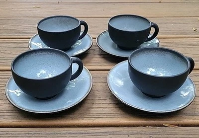 Juego de 8 frascos France Tourron Gris Ecorce azul gris 6 OZ taza de té y platillo de 5 5/8" Foto 1 de 4