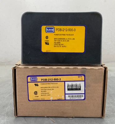 NEW ILSCO PDB-212-500-3 POWER DISTRIBUTION BLOCK 500MCM 760 A 3P 600V - Image 1 of 4