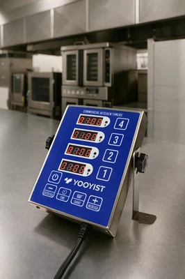 Yooyist Commercial Kitchen Timer Ultra Loud 4 Channel Digital Led Timer 110V New - Image 1 of 3