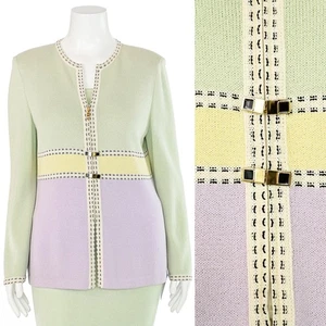St. John Collection 2Pc Jacket & Top Set in Mint/Lavender/Yellow Multi sz 12/M - Picture 1 of 13
