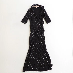 Boden Womens Jersey Wrap Midi Dress Pink Polkadots Short Sleeve US 4L Long - Picture 1 of 9