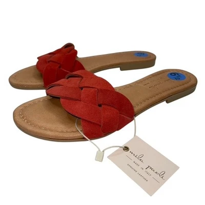 Mila Paoli Shoes Womens Braided Suede Slide Sandals Leather Flats Italian 6.5 - Image 1 of 4