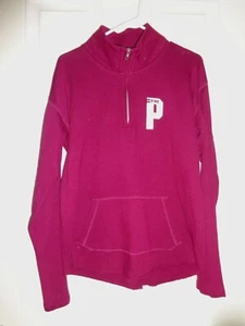 Victoria's Secret Sweatshirt Top Medium Pullover 1/4 Zip Cranberry Red Burgundy - Picture 1 of 5