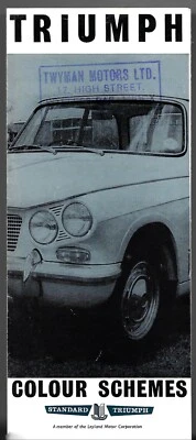 Triumph Colour & Trim 1963 Reino Unido folleto desplegable Herald Vitesse Spitfire TR4 FAIR Foto 1 de 2