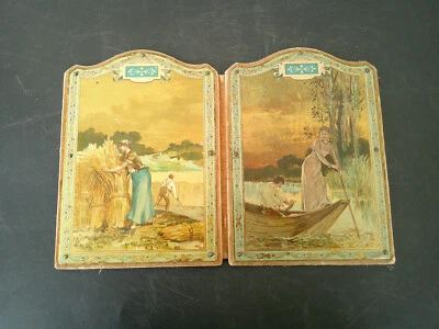 PORTE PHOTOS DOUBLE MOTIF ART NOUVEAU SUR PLAQUE LAITON MODELE DEPOSE SGDG - Photo 1/4